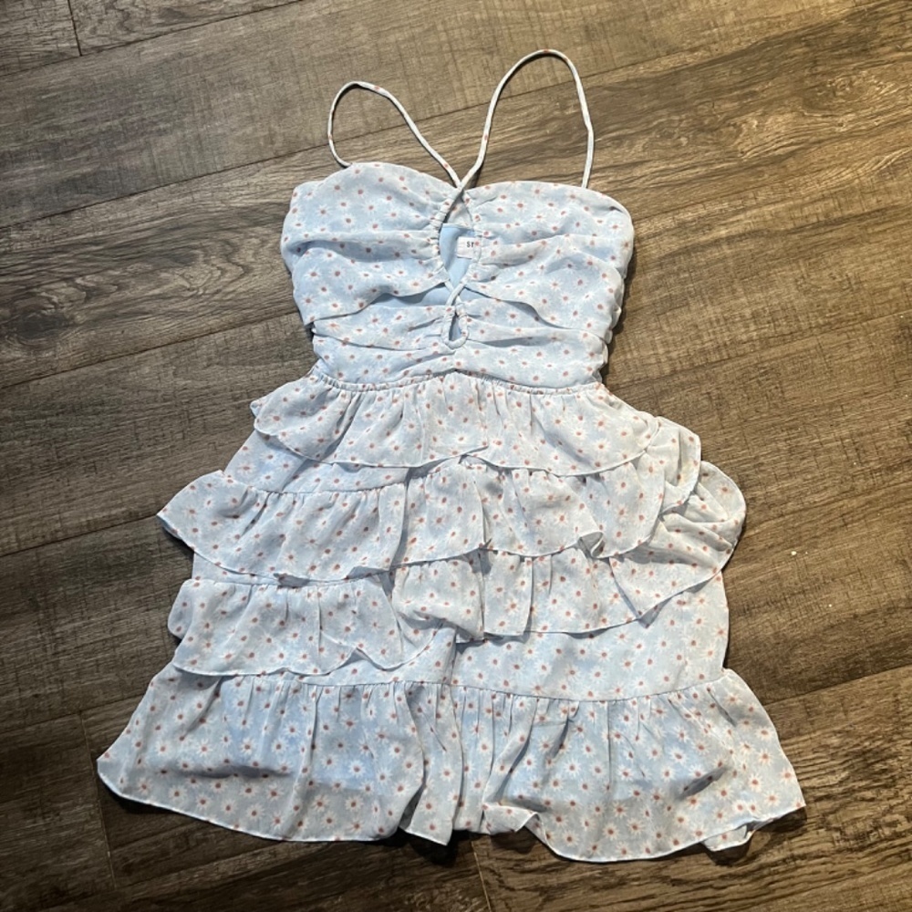 STORIA Daisy blue mini dress size S preloved - Picture 4 of 8